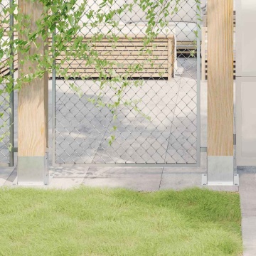 Baze stâlp pătrate 4 buc Argintiu 141x141 mm Oțel galvanizat - Img 1