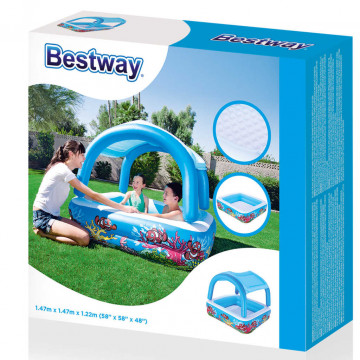 Bestway Piscină de joacă & baldachin, albastru, 140x140x114 cm, 52192 - Img 6