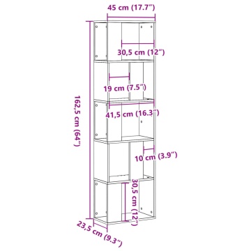 Bibliotecă 5 niveluri gri sonoma 45x23,5x162,5cm lemn prelucrat - Img 7