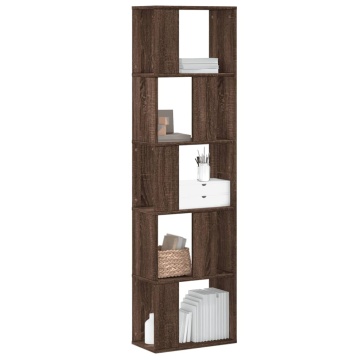 Bibliotecă 5 niveluri stejar maro 45x23,5x162,5 cm lemn - Img 1