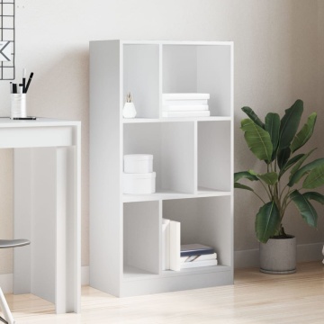 Bibliotecă, alb, 57x28,5x107,5 cm, lemn prelucrat - Img 3