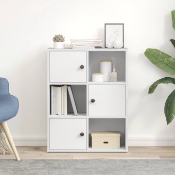 Bibliotecă, alb, 60x24x76,5 cm, lemn prelucrat - Img 3
