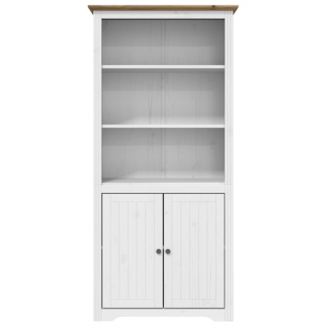 Bibliotecă BODO, alb și maro, 82x40x173 cm, lemn masiv de pin - Img 3