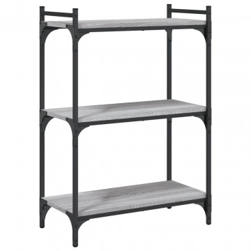 Bibliotecă cu 3 niveluri gri sonoma 60x30x86 cm lemn compozit - Img 2