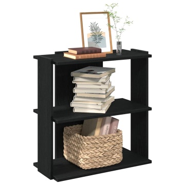 Bibliotecă cu 3 niveluri, negru, 60x30x60 cm, lemn prelucrat - Img 1