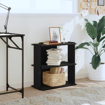 Bibliotecă cu 3 niveluri, negru, 60x30x60 cm, lemn prelucrat - Img 3