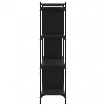 Bibliotecă cu 4 niveluri, negru, 76x32x123 cm, lemn prelucrat - Img 8