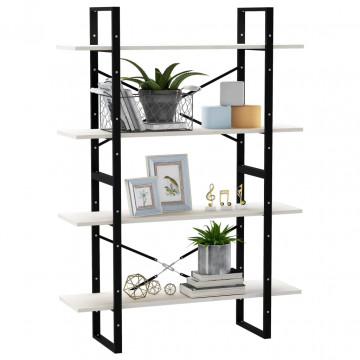 Bibliotecă cu 4 rafturi, alb, 100x30x140 cm, lemn masiv de pin - Img 4