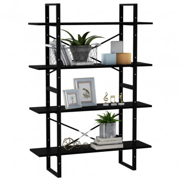 Bibliotecă cu 4 rafturi, negru, 100x30x140 cm, lemn masiv pin - Img 4