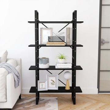 Bibliotecă cu 4 rafturi, negru, 80x30x140 cm, lemn masiv de pin - Img 3