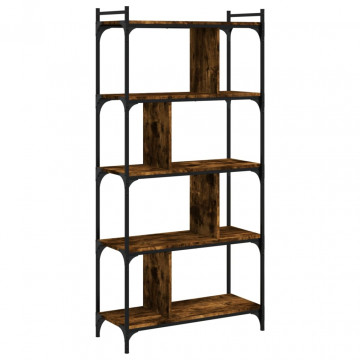 Bibliotecă cu 5 niveluri, stejar fumuriu, 76x32x158 cm, lemn - Img 2