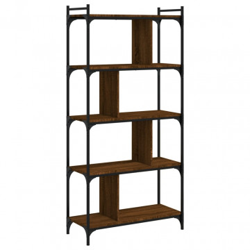 Bibliotecă cu 5 niveluri stejar maro 76x32x158 cm lemn compozit - Img 2