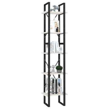 Bibliotecă cu 5 rafturi, alb, 40x30x175 cm, lemn masiv de pin - Img 3