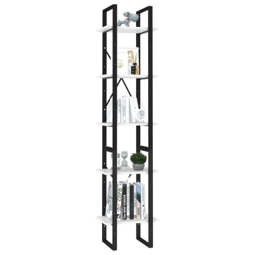 Bibliotecă cu 5 rafturi, alb, 40x30x175 cm, lemn prelucrat - Img 3