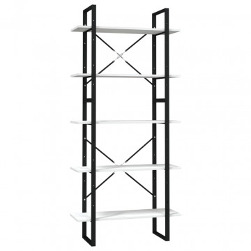 Bibliotecă cu 5 rafturi, alb, 80x30x175 cm, lemn de pin - Img 2