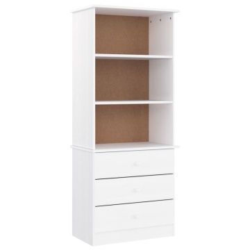 Bibliotecă cu sertare „ALTA”, alb, 60x35x142 cm, lemn masiv pin - Img 2