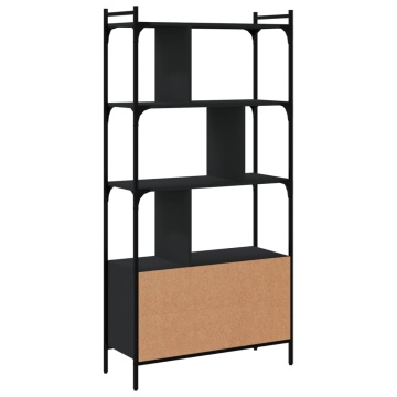Bibliotecă cu uși, negru, 76,5x30x154,5 cm, lemn compozit - Img 6