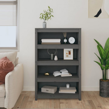 Bibliotecă, gri, 80x35x126 cm, lemn masiv de pin - Img 3