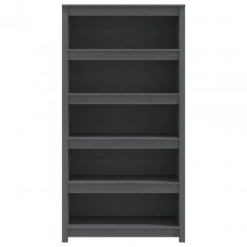 Bibliotecă, gri, 80x35x154 cm, lemn masiv de pin - Img 8