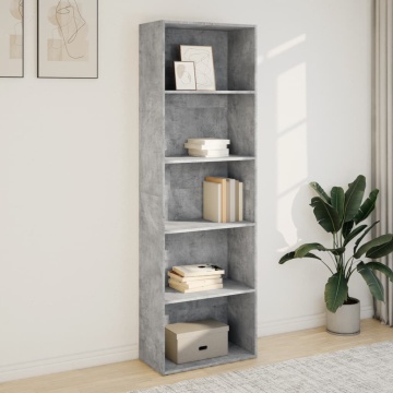 Bibliotecă, gri beton, 60x30x189 cm, lemn prelucrat - Img 3
