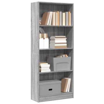 Bibliotecă, gri sonoma, 60x24x143 cm, lemn prelucrat - Img 1