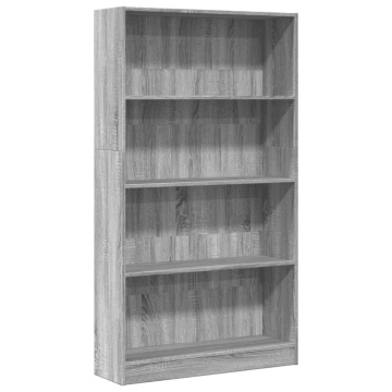 Bibliotecă, gri sonoma, 80x24x143 cm, lemn prelucrat - Img 2