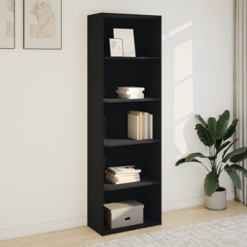 Bibliotecă, negru, 60x30x189 cm, lemn prelucrat - Img 3