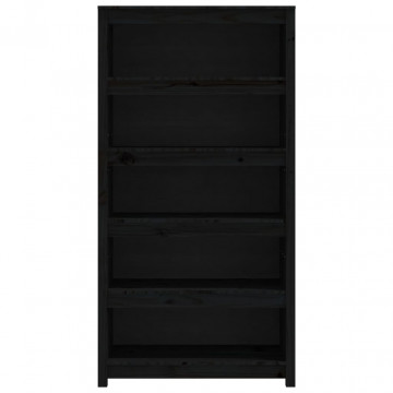 Bibliotecă, negru, 80x35x154 cm, lemn masiv de pin - Img 8