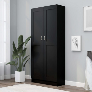 Bibliotecă, negru, 82,5 x 30,5 x 185,5 cm, PAL - Img 1