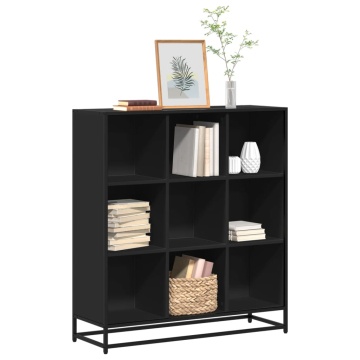 Bibliotecă, negru, 97,5x33x107,5 cm, lemn prelucrat și metal - Img 1