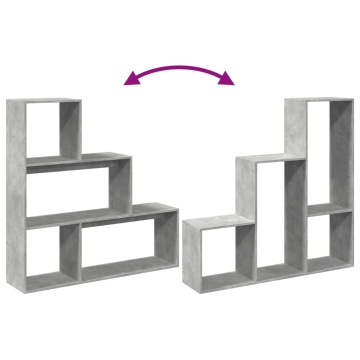 Bibliotecă/separator 3 niveluri gri beton 123x29x123 cm lemn - Img 7