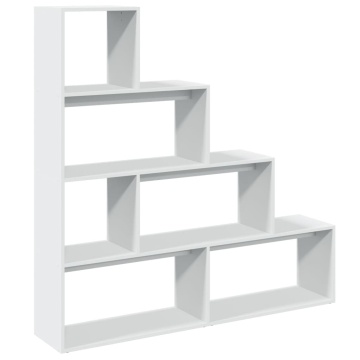 Bibliotecă/separator 4 niveluri, alb, 143,5x29x143,5 cm lemn - Img 2