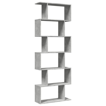 Bibliotecă/separator 6 niveluri gri beton 70x24x193 cm lemn - Img 6