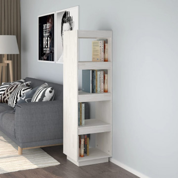 Bibliotecă/Separator cameră, alb, 40x35x135 cm, lemn masiv pin - Img 1