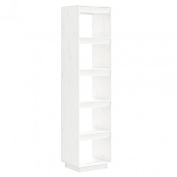 Bibliotecă/Separator cameră alb 40x35x167 cm lemn masiv de pin - Img 2