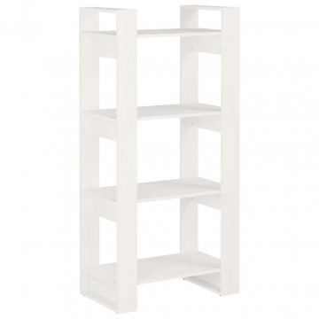 Bibliotecă/Separator cameră,alb, 60x35x125 cm, lemn masiv pin - Img 2