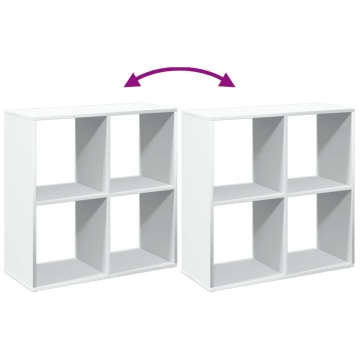 Bibliotecă/separator cameră alb 69,5x29x69,5 cm lemn prelucrat - Img 7