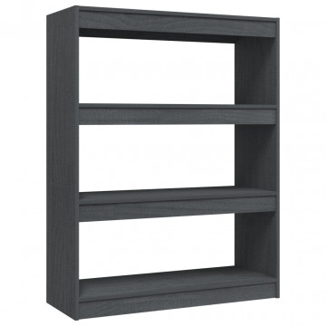 Bibliotecă/Separator cameră, gri, 100x30x103 cm, lemn masiv pin - Img 2