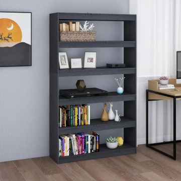 Bibliotecă/Separator cameră, gri 100x30x167,5 cm lemn masiv pin - Img 1