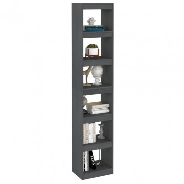 Bibliotecă/Separator cameră, gri, 40x30x199 cm, lemn masiv pin - Img 4