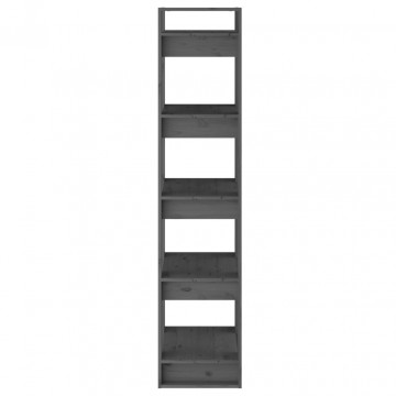 Bibliotecă/Separator cameră, gri, 41x35x160 cm, lemn masiv pin - Img 5