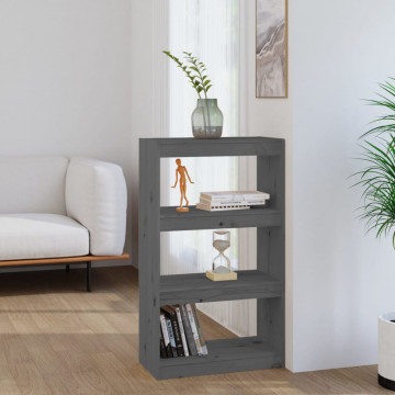 Bibliotecă/Separator cameră gri 60x30x103,5 cm, lemn masiv pin - Img 1