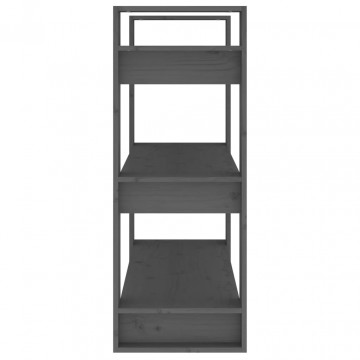 Bibliotecă/Separator cameră, gri, 80x35x91 cm, lemn masiv pin - Img 5