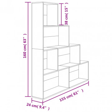 Bibliotecă/Separator cameră, gri beton, 155x24x160 cm, PAL - Img 8