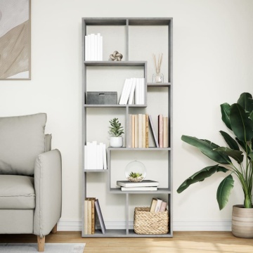 Bibliotecă/separator cameră gri beton 67x25x161,5 cm lemn - Img 3