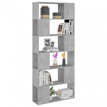 Bibliotecă/Separator cameră, gri beton, 80x24x186 cm, PAL - Img 8