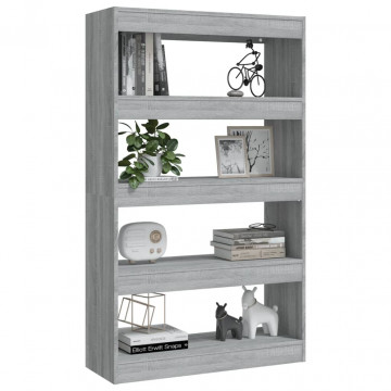 Bibliotecă/Separator cameră, gri sonoma, 80x30x135 cm, PAL - Img 4