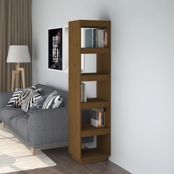 Bibliotecă/Separator cameră, maro miere, 40x35x167 cm lemn pin - Img 1