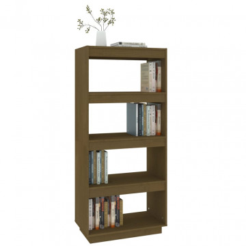 Bibliotecă/Separator cameră, maro miere, 60x35x135 cm lemn pin - Img 4