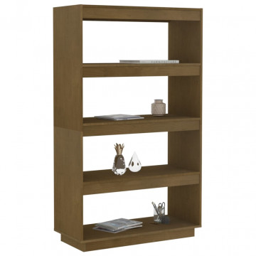 Bibliotecă/Separator cameră, maro miere, 80x35x135 cm lemn pin - Img 4